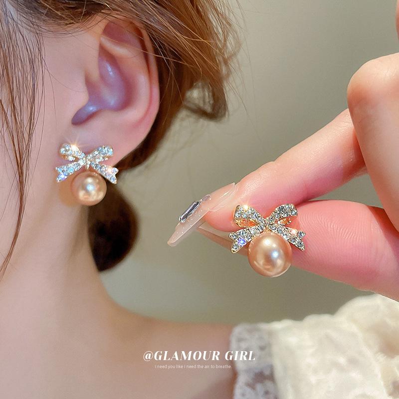 

Винтажные простые модные новые серьги с бантом и жемчугом шампанского для женщин