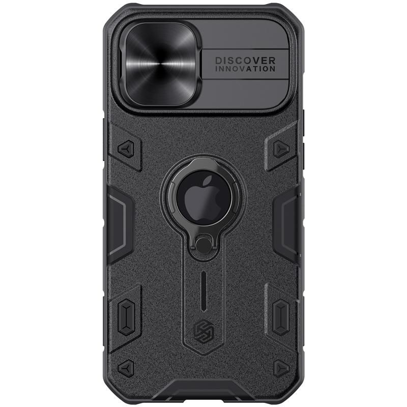 

Чехол для телефона Nillkin CamShield Armor с тяжелой защитой для iPhone 12 Pro Max с защитным металлическим кольцом-держателем для камеры iPhone 12 Pro Max чёрный