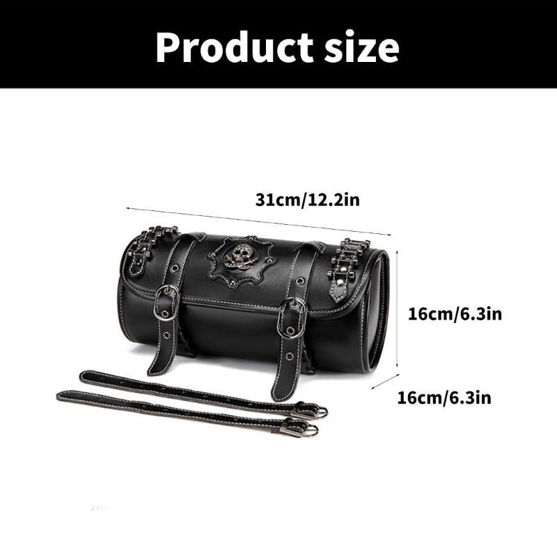 Sac Avant Moto Sac à Outils Moto Sac à Rouleau d'Outils Universel Sacoche Motif Crâne PU Fourche Avant Guidon