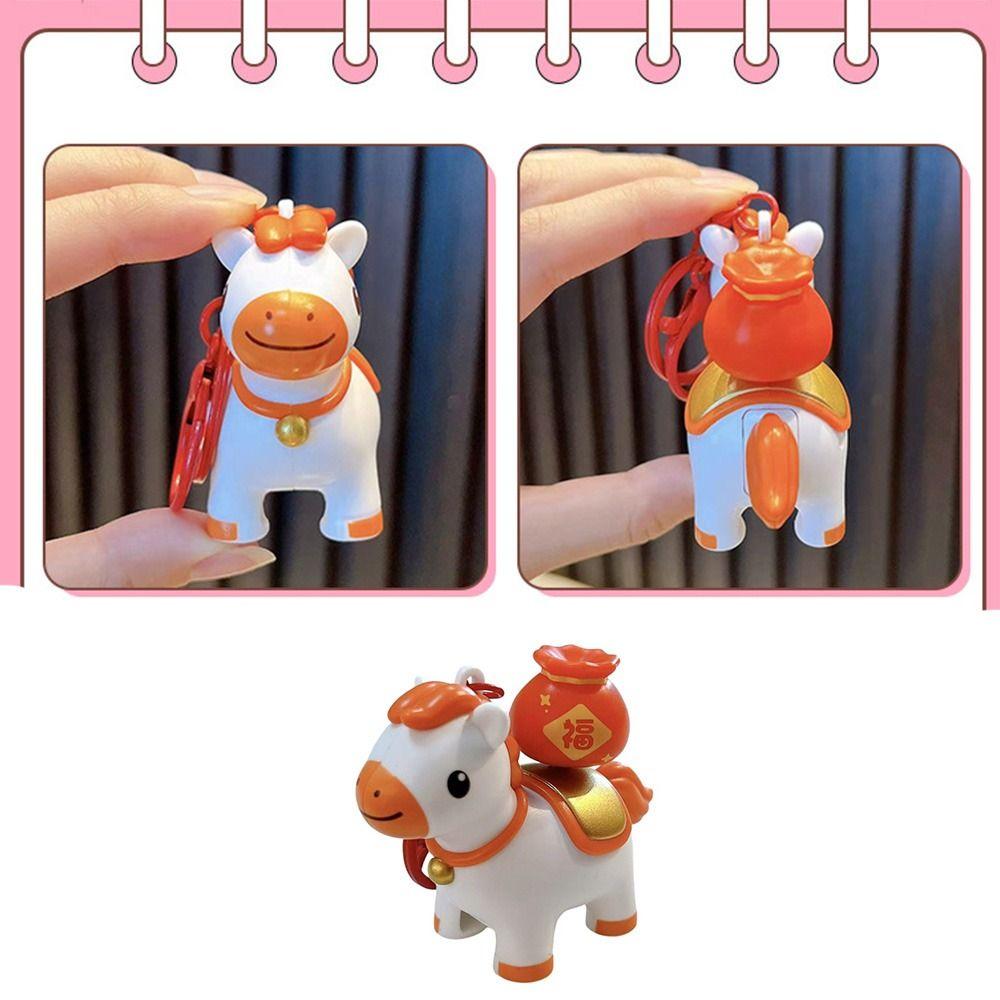 Rotatable Horse Keychain DIY Craft Horse Design Key Ring Kawaii Bag Pendant  Year of The Horse