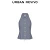 UR Women's Sleeveless Plaid Polo Collar Shirt