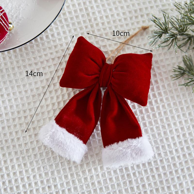 

2026Christmas Decoration Bowknot Pendant Red Velvet Three-dimensional Bow Xmas Home Decoration Christmas Tree Hanging Ornament Other