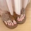 Fashion Women's Slippers New Summer Flat Round Toe Rose Sandals Fashionable Comfortable Soft Sole Wear-resistant Slippers Women Shoes