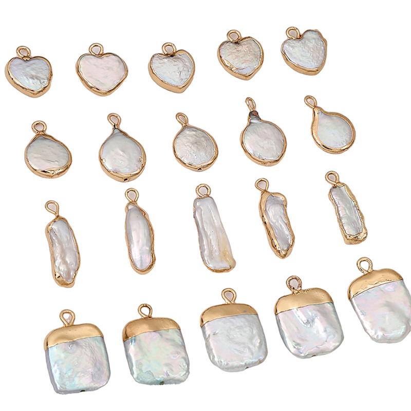 Natural Freshwater Pearl Irregular Gold Edging Single Hanging Style For DIY Necklace Bracelet Earrings Jewelry Making