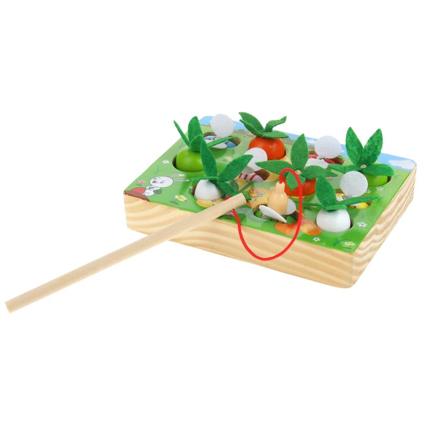 Wooden Arcade Game Fishing Bees Carrots Magnetic Fishing Rod