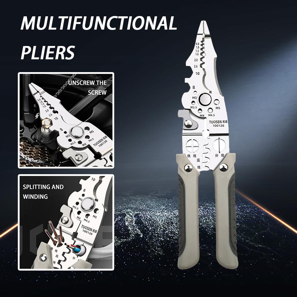Multifunctional Wire Stripper Pliers, Decrustation Crimper Cable Cutter, Solves Wire Stripping Inaccuracy & Multi-Tool Carrying
