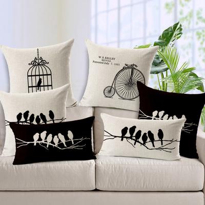 Black And White Animals Birds Pillow Case Cover Square Cushion Cover Lumbar Pillow Cover Decoration For Sofa Chair Car 45X45Cm
