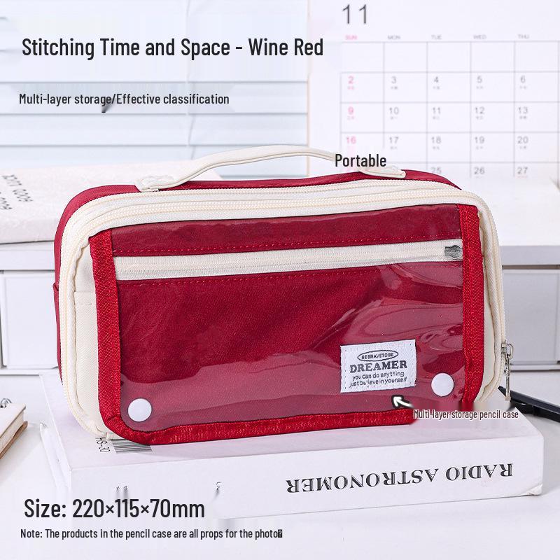 Large Capacity Blue Transparent Ita Pencil Case - Stylish and Functional for Students