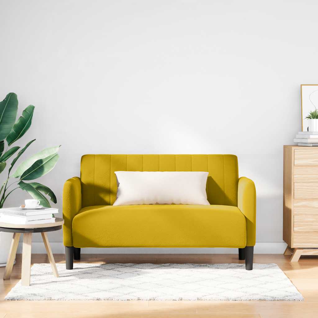 Two Seater Sofa Yellow 109 Cm Velvet