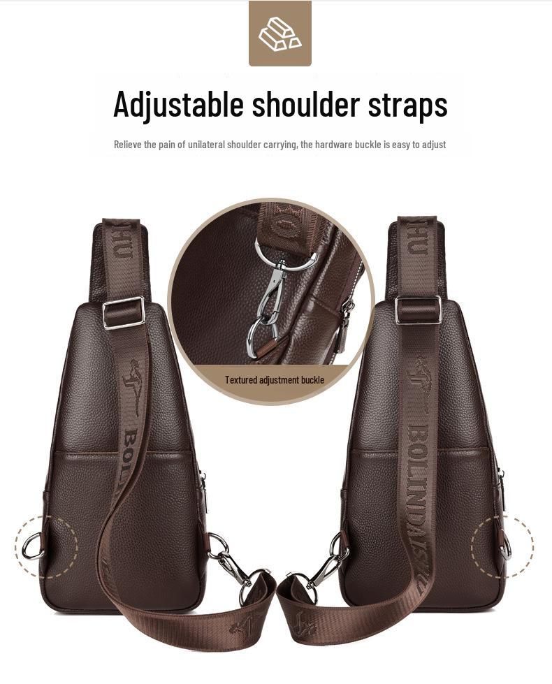 BOLINDAISHU Men's Genuine Leather Cowhide Chest and Messenger Bag