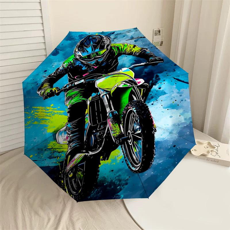 

1PC motorcycle rider Automatic Open/Close Umbrella with Windproof, 8-Rib Sturdy Canopy, Durable Ribs, Fashionable Design1343A