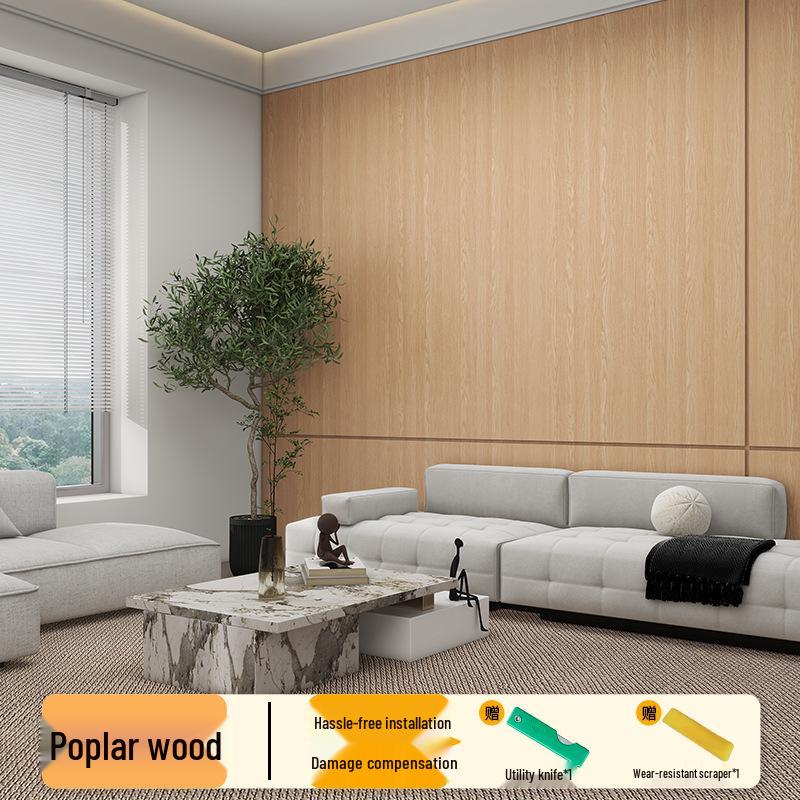 Wood Veneer Self-Adhesive Wallpaper: Thick, Soft, Imitation Wood Grain for Doors, Tables, and Furniture Renovation.