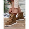 2025 Winter New Lace-up Warm Cotton Shoes Women's Flat Fleece Thickened Plus Size Snow Boots