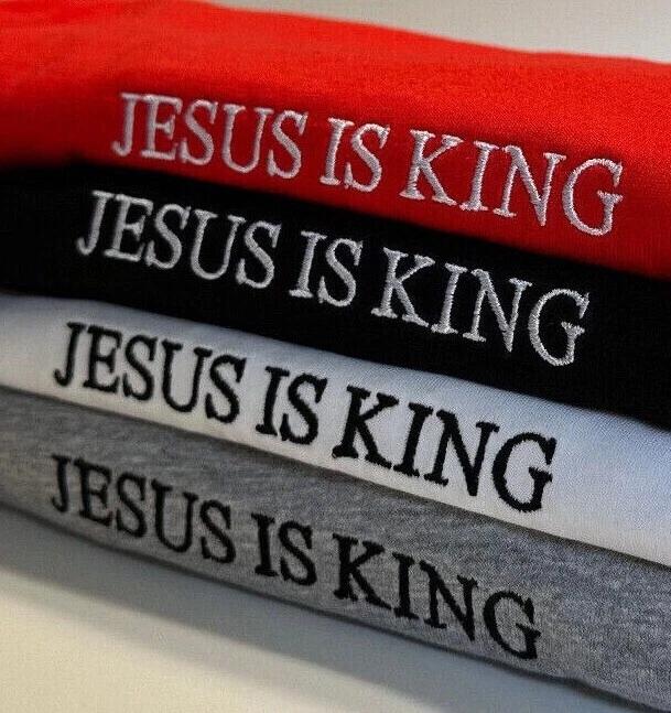 Jesus Is King Stitched T-Shirt Embroidery Christian Shirt God is Good - Gospel 3XL