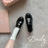 Grape Home~ Cowhide version, genuine leather British style round head small gold coin one pedal thick heel thick sole loafer leather shoes women