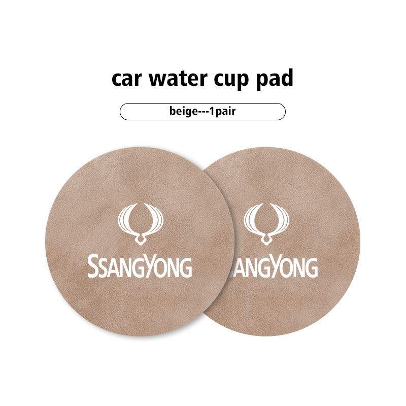 2pcs Car Coaster Drink Bottle Holder Anti-slip Mat Water Cup Pad For SsangYong Korando Rexton Kyron Rodius Tivoli Musso