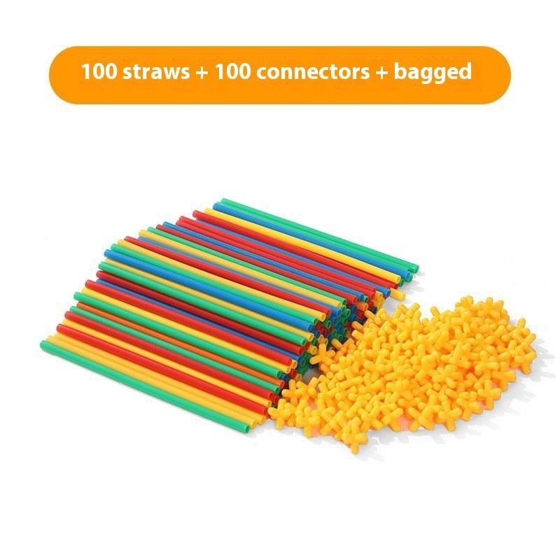 Constructor Straw Toys Building Toys Straws And Connectors Building Sets Vibrant Multi-Colored Motor Skills Engineering Educational Toy