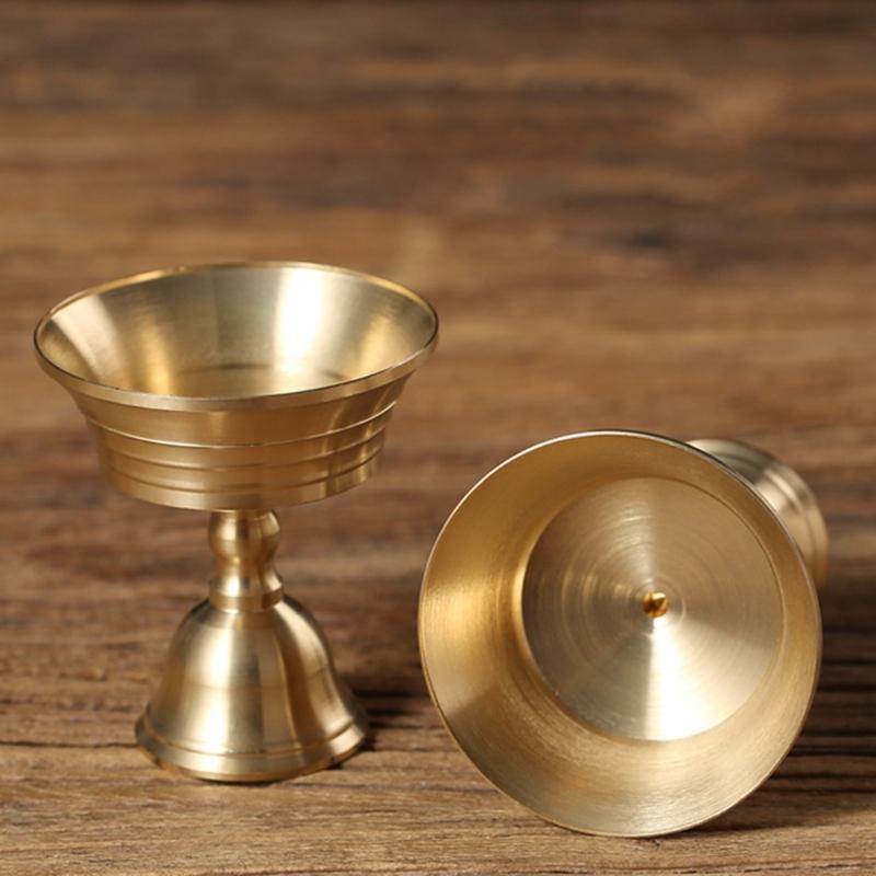 Butter Lamp Holder Brass Cup Tealight Candle Holder Tibetan Oil Lamp Buddhist Altar Supplies Candlestick Table Decors