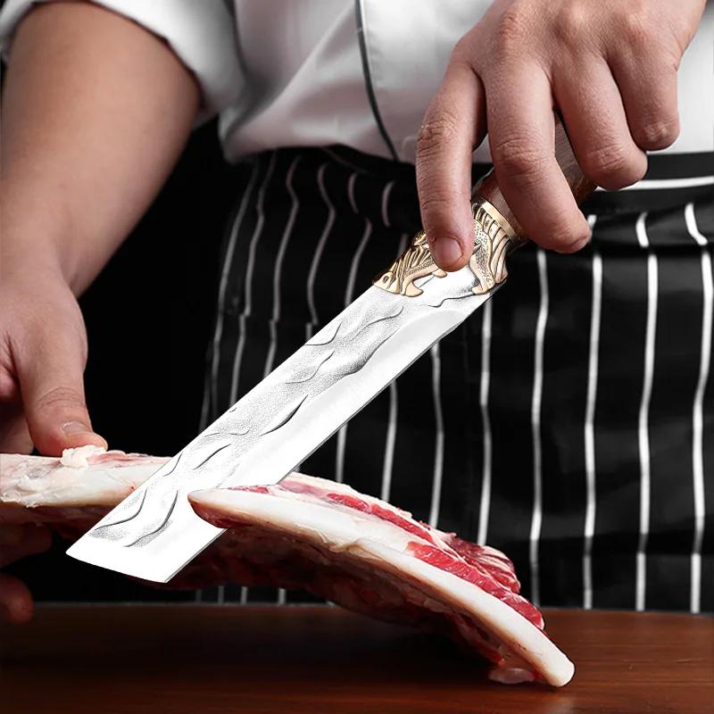 Utility Knife Slaughter Slicing Knife Hand Forge Blade Boning Butcher Kitchen Knives Chef Cleaver Meat Chopping Vegetable Knife