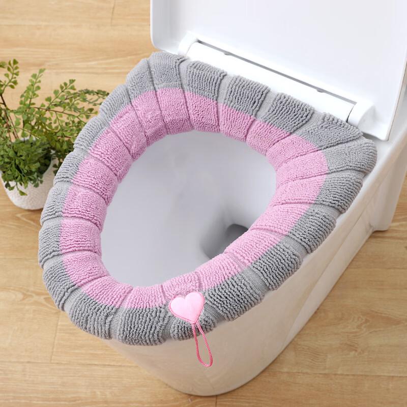 Pulian Two-Tone Knitted Polyester Toilet Seat Cover