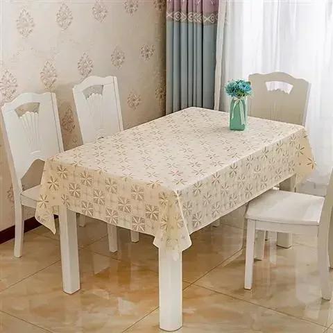 PVC Hot Stamping Desk Cover Waterproof Scald Proof Oil Proof Wash Free Table Mat Household Coffee Rectangular Table Cloth