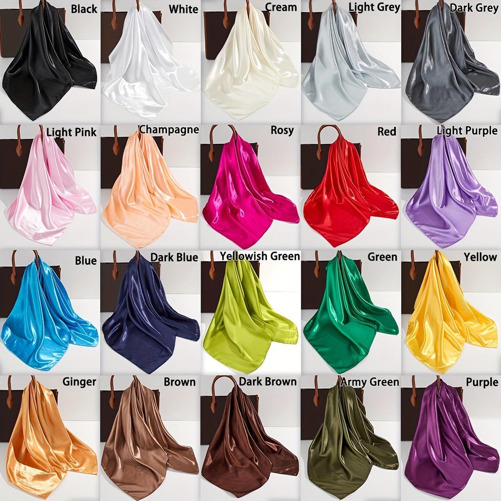 Solid Color Large Bandana Classic Satin Square Scarf Women Imitation Silk Neckerchief Windproof Shawl Head Wrap Hair Accessories