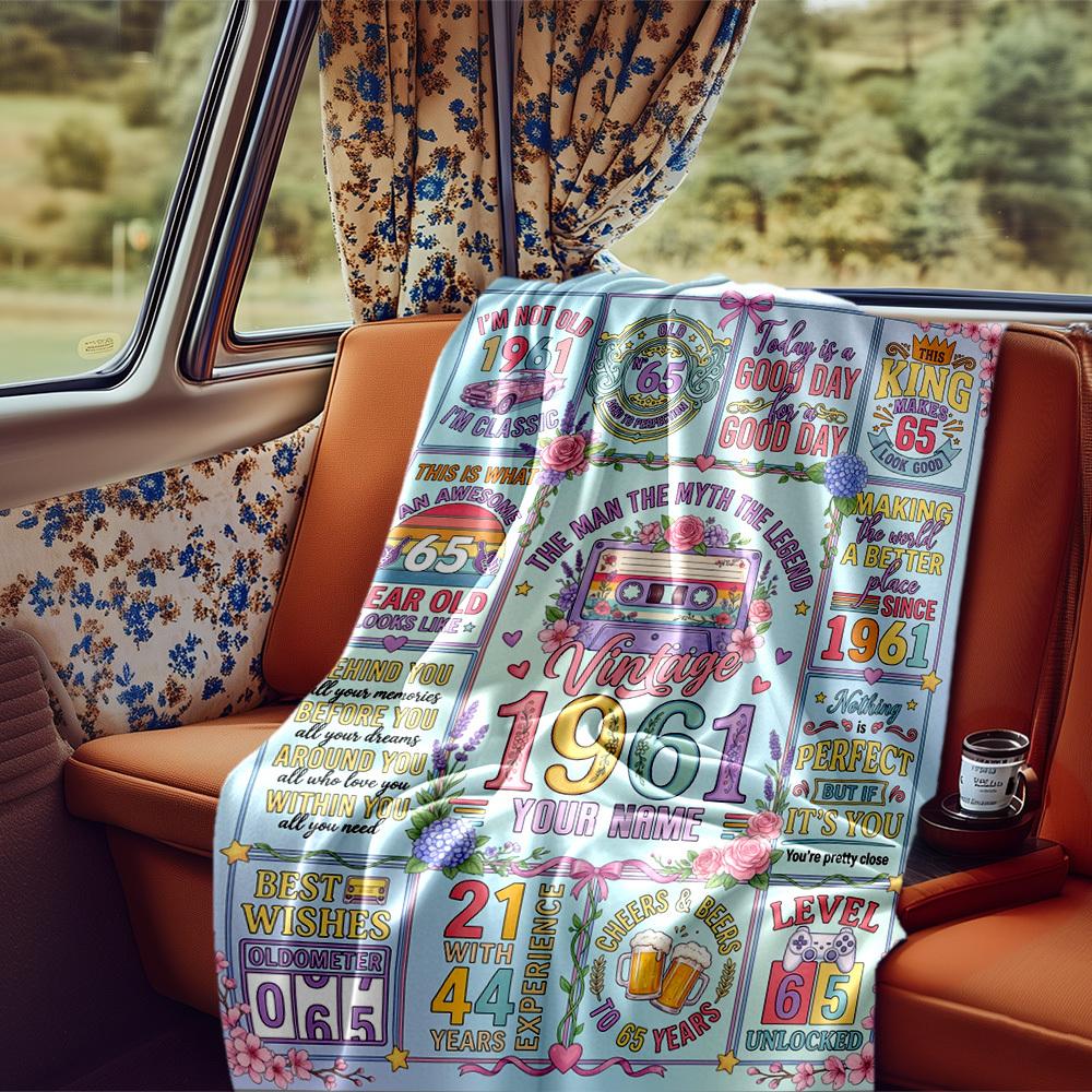 Elegant Butterfly And Floral 65Th Birthday Celebration Blanket Personalized Name Soft Comfortable Stylish Blanket Car Blanket Perfect For Travel