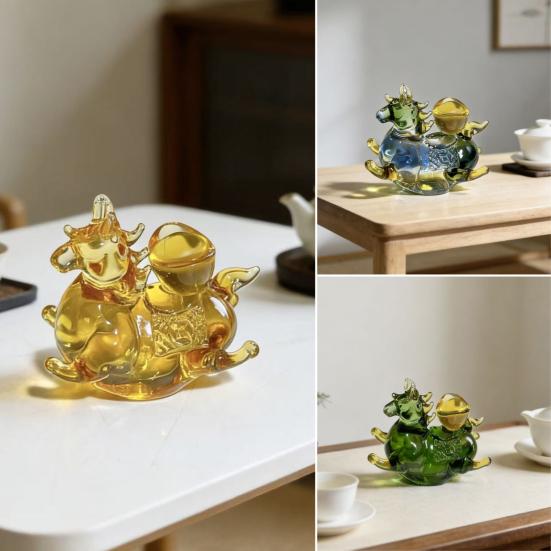 Hand Blown Glass Horse Figurine Handmade Lucky Horse Chinese New Year Feng Shui Statue for Collectible Home Office Bookshelf Desk Decor