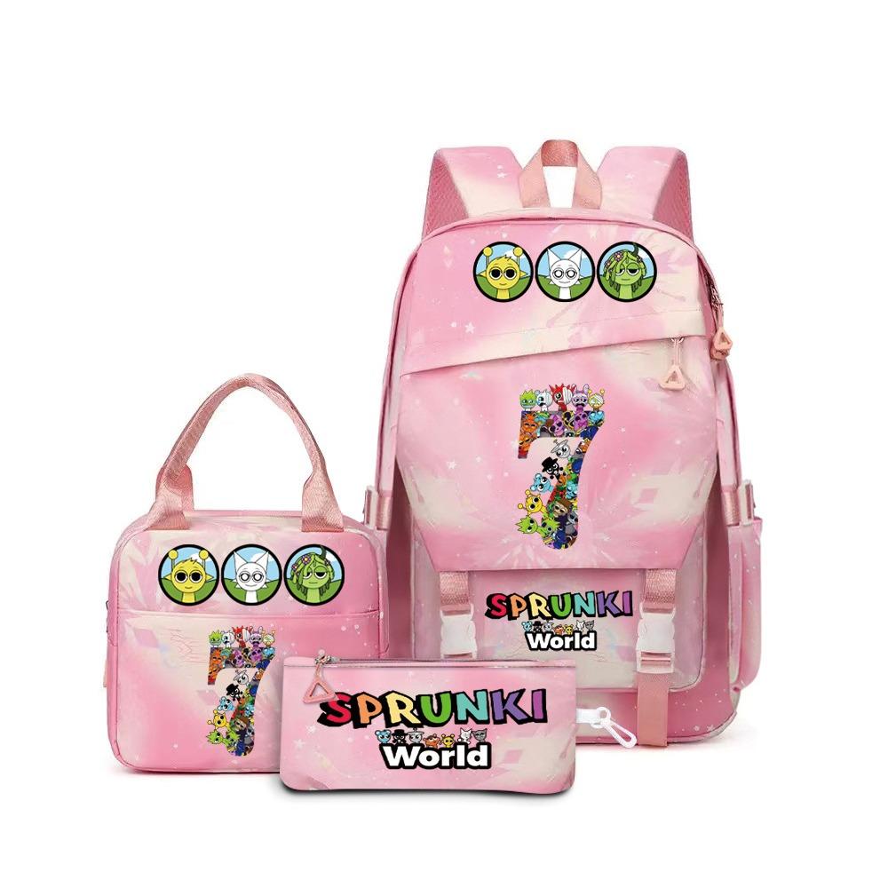 Popular Rhythm Box Sprunki Music Game School Bag Backpack Pencil Bag Three-piece Student Backpack D
