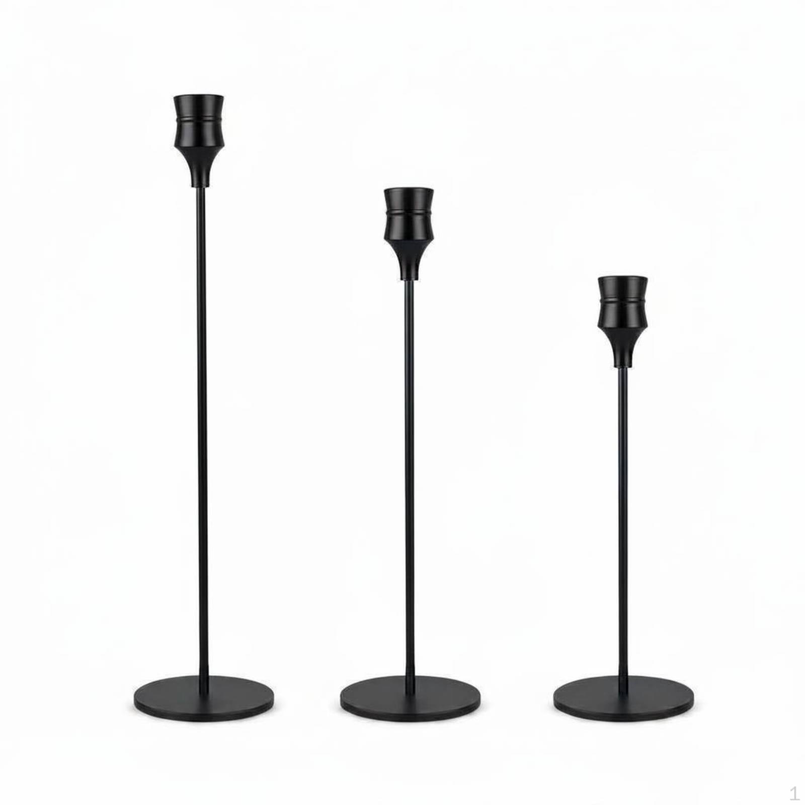 Metal Taper Candle Holders Elegant Long Candlesticks Minimalist Design Modern Black