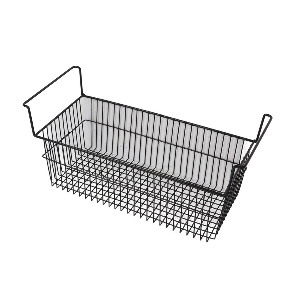 2Pcs Chest Freezer Organizer Bins Deep Basket Stackable Storage Rack Metal Wire Black L63cm X W27cm