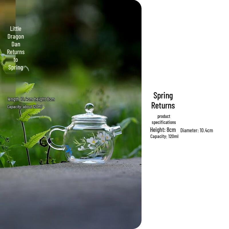 Ailan Huijia WQ Spring Return Handmade Decal Glass Teapot Collection Small Longdan Pot