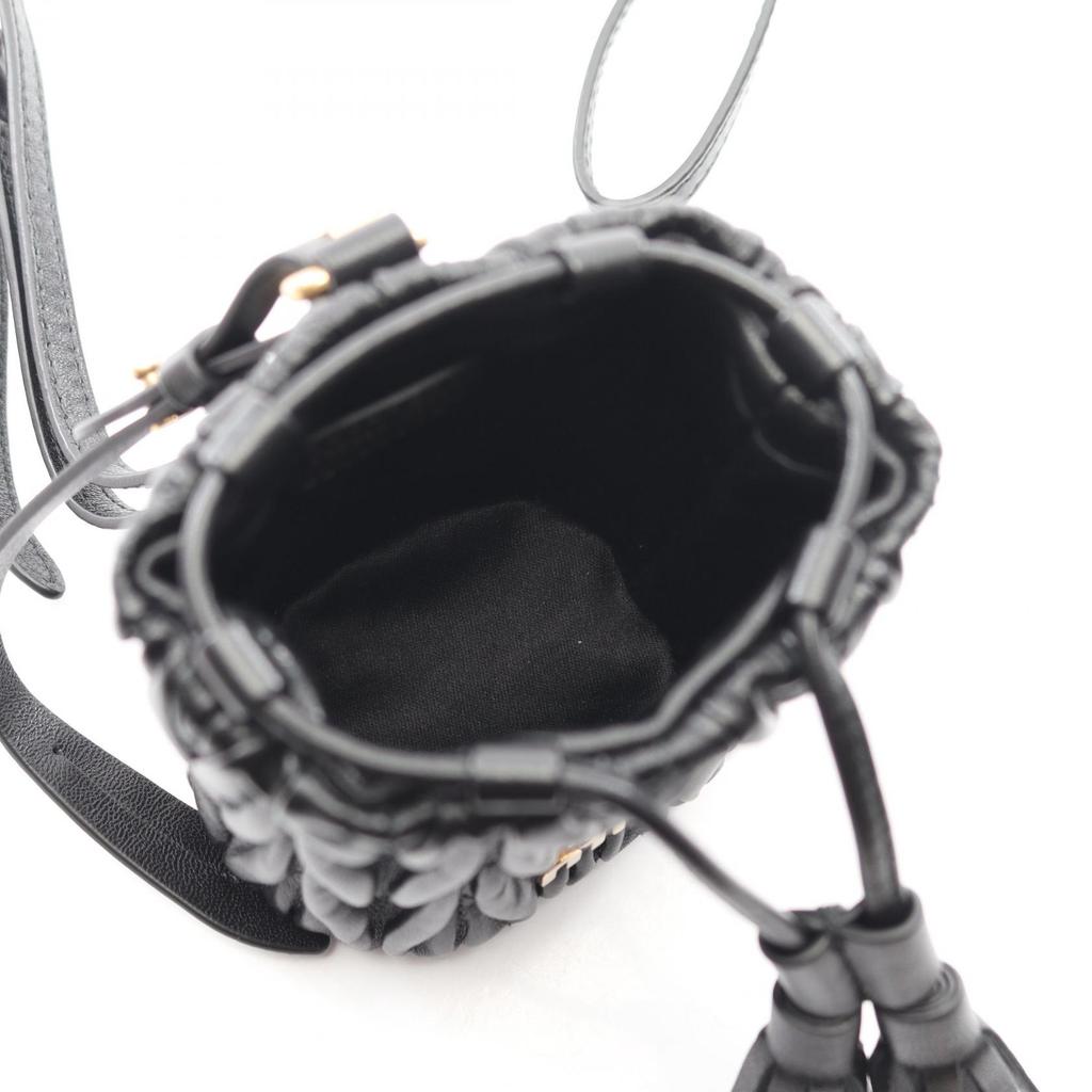 Used Miu Miu Matelassé Microbag Shoulder Bag 5NR026 leather Black Used Women
