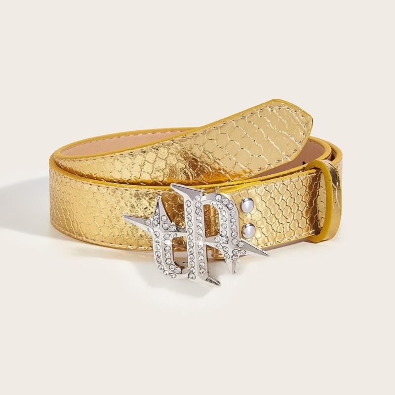 Punk PU Waist Belt for Jean Rock and Roll Hip Hop Studded Belt Waistband Glinting Buckle with Encrusted Rhinestones