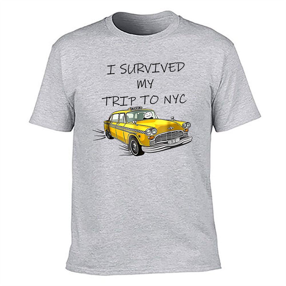 Unisexs Cotton TShirt I Survived My Trip To NYC Funny NYC Yellow Taxi Graphic Tee Casual Short Sleeve Shirt