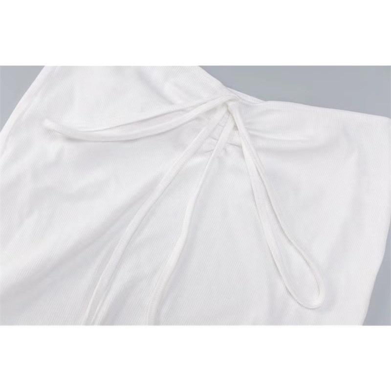 Tooxika New Spring And Summer Long Sleeve Cross Strap Navel Exposed T-shirt Short Skirt Set