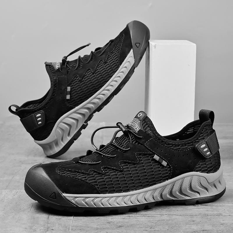 38-46 Sommer Herren Übergröße Modische Handgefertigte Mesh Atmungsaktive Outdoor Freizeitschuhe Wanderschuhe Sportschuhe