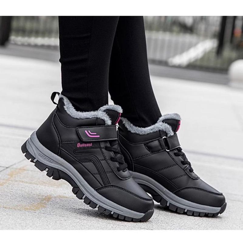 Men's and Women's Casual Snow Boots, Non-slip and Windproof High-top Lace-up Boots with Furry Lining for Outdoor Walking, Running, Hiking