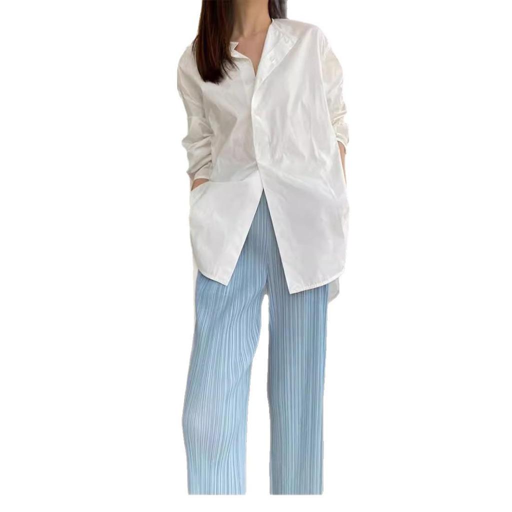 Damen High-Waist Plissee Weitbein Hose: 2025 Sommer Retro-Stil