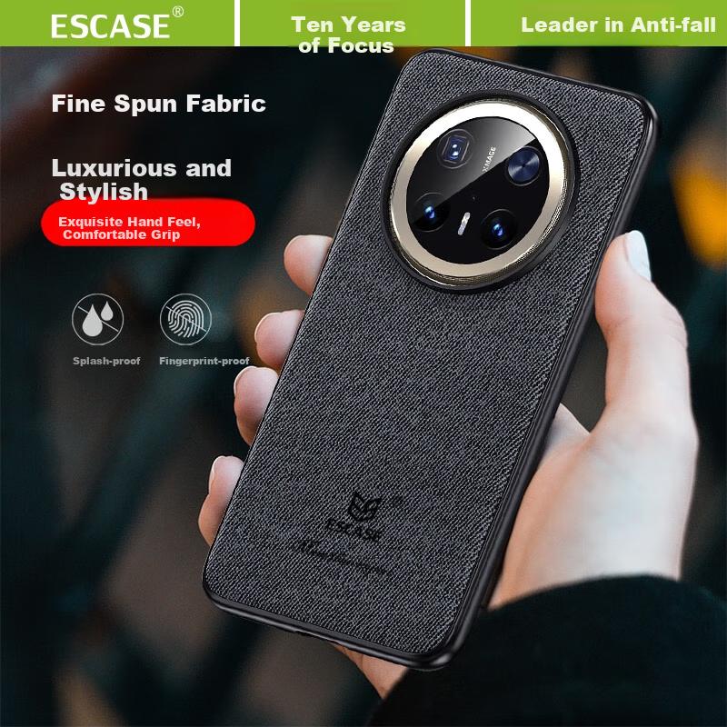 ESCASE Phone Case for Huawei Mate70, Shockproof Full Protection Edge, Creative Business Style Leather Back Cover ES-19 Deep Black