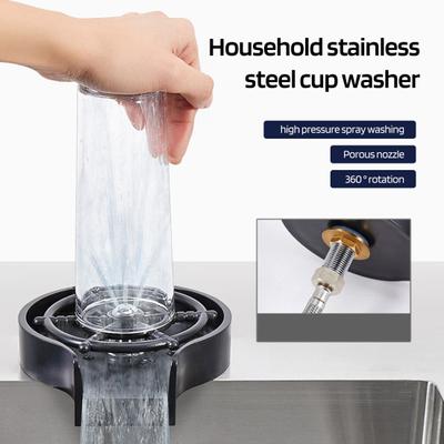 Kitchen Sink Glass Rinser High Pressure Powerful Spraying Jets Hands-Free Operation 360-degree