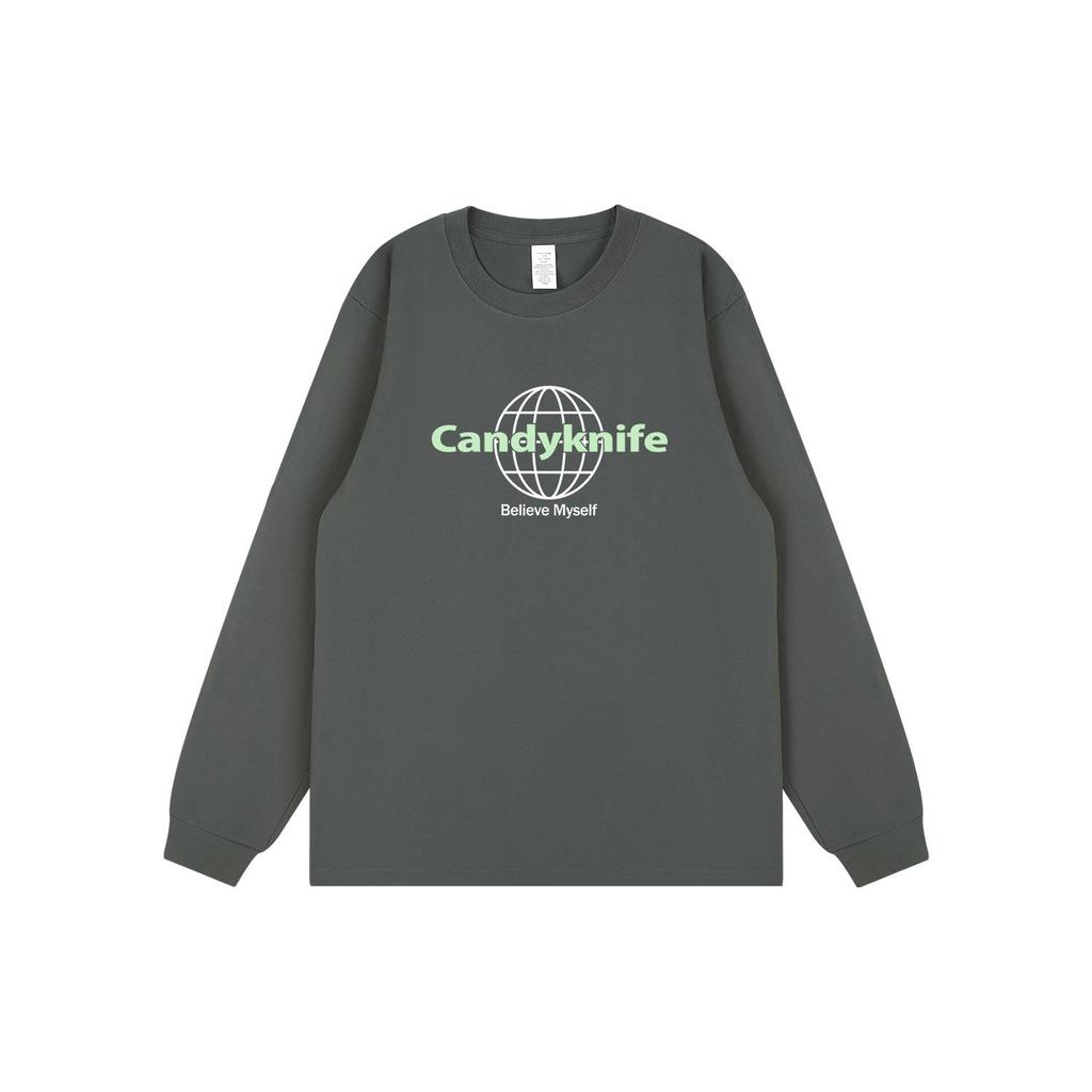 Trendy Unisex Autumn/Winter Ribbed Cuff Print Long Sleeve T-Shirt