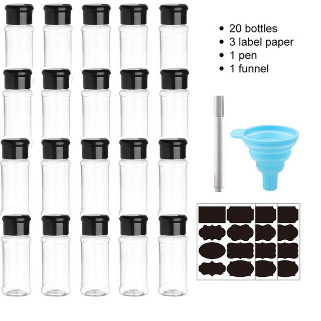 5/10/15/20PC Jars for Spices Salt and Pepper Shaker Seasoning Jar Spice Organizer Plastic Barbecue Condiment Kitchen Gadget Tool