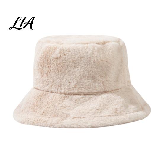 Fuzzy Bucket Hat for Women Plush Hat, Winter Warm Fisherman Cap, Cozy Soft Comfortable Skin Friendly Head Gear Fluffy Faux Fur Autumn Daily