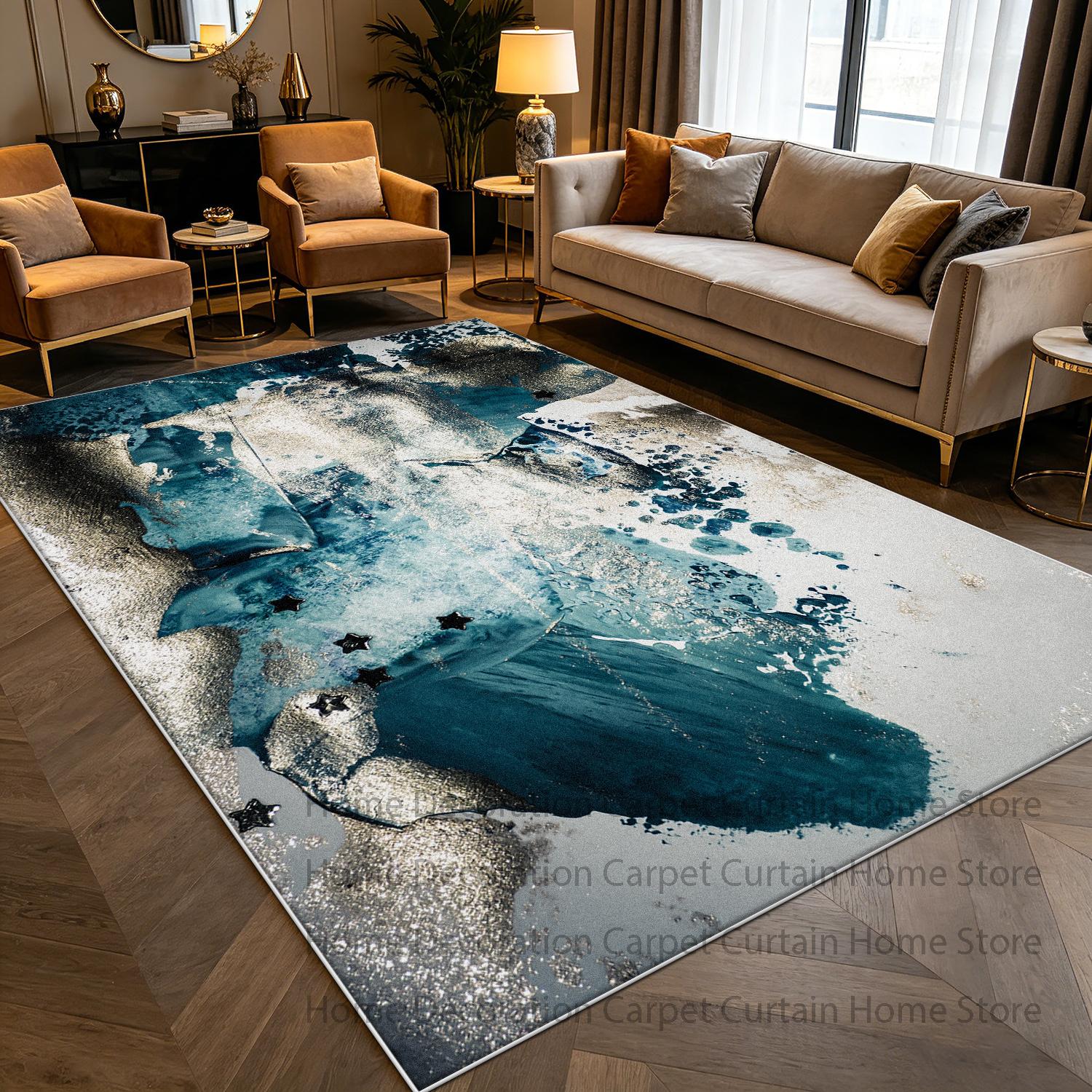Moderne Luxe Marmeren Textuur Tapijt Woonkamer Abstract Gouden Grote Vloerkleed Zacht Antislip Wasbaar Slaapkamer Decor Vloermat 1.9x2.9ft(60x90cm)