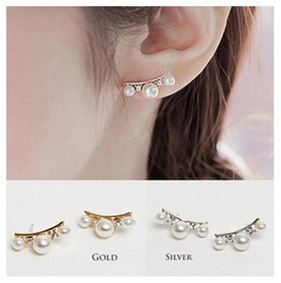 Korean Butterfly & Bowknot Cat's Eye Earrings with Pearl Studs