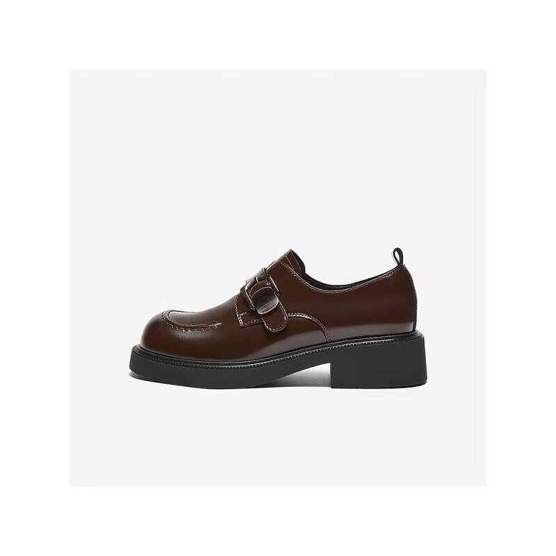 Women s Retro Chunky Heel Loafers 35