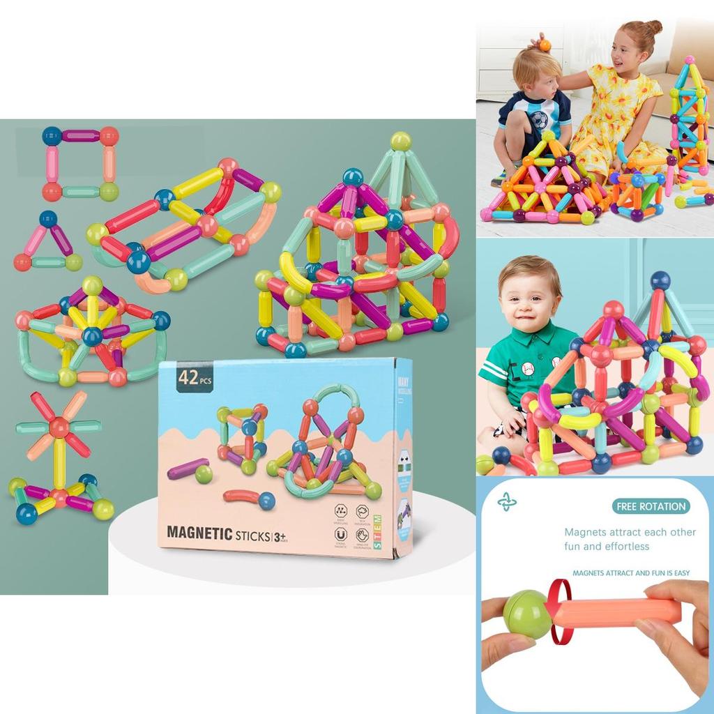 Magnetic Building Blocks Construction Toy Set For Kids 64pcs/12pcs Christmas Gift For Boys And Girls Abs Material Colorful Shapes Logical Thinking