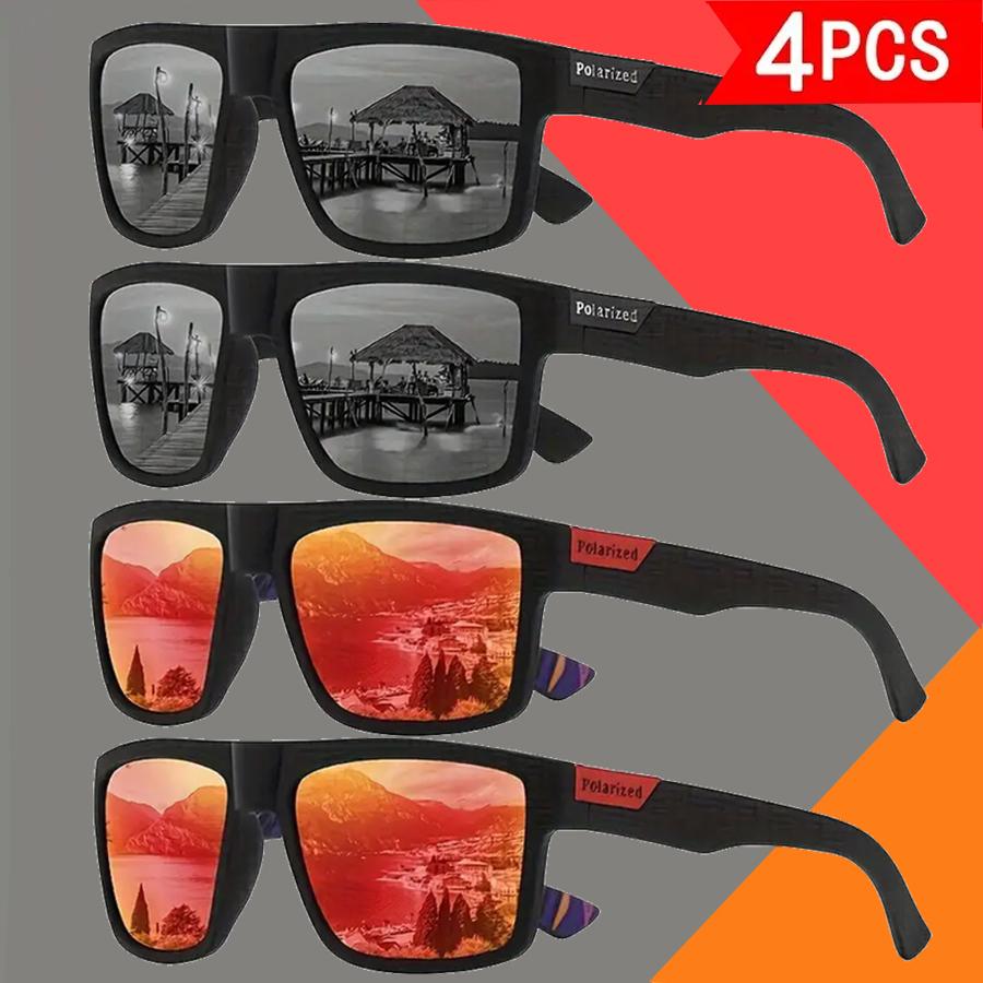 4-Pack Fashion Square Frame Cycling Glasses Suitable for Outdoor Leisure Sports Driving Glasses for Men And Women Dreamy Lens