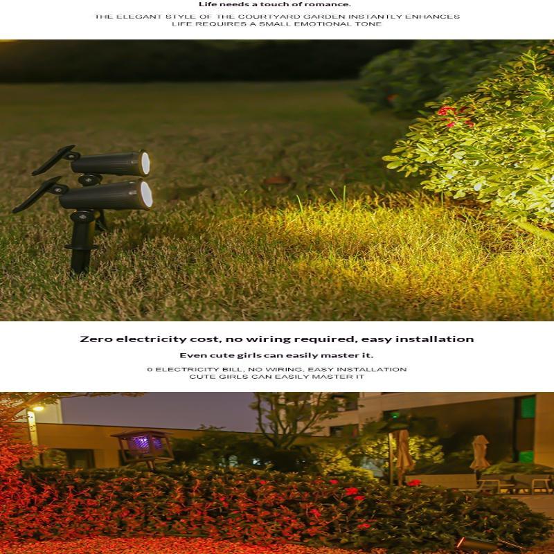Solar Garden Spotlights Waterproof Adjustable Head Yard Lawn Landscape Lighting